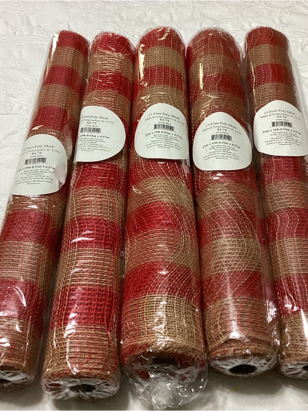 Crafting Poly Mesh Set of 5 Rolls 15’ Per Roll New